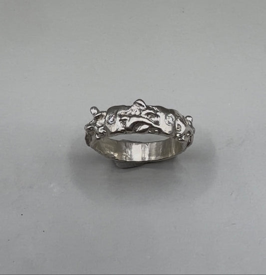 Bunny Ring standing, showing the full band